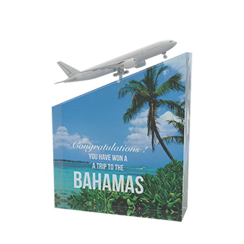 3D printed plane on acrylic plaque (Bahamas)